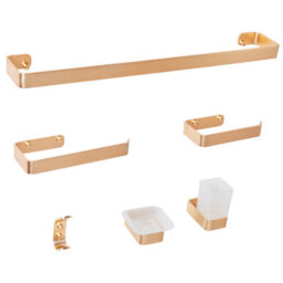 Beliani 6-Piece Bathroom Hardware Set Zorritos With Towel Bars And Hooks Metal Gold - thumbnail 1