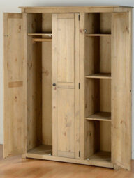 Seconique Panama Natural Wax Pine 3 Door Wardrobe