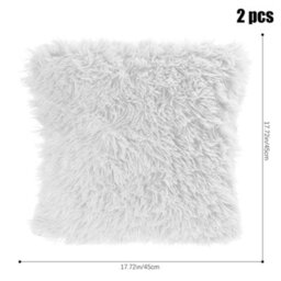 Thehotsale Comfortable Warm Square Faux Plush Throw Pillow Covers Pillowcases Without Insert White 45Cm X 45Cm - thumbnail 9