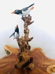 My Square Mile Penguin Gift Ornament Garden Wooden Hand Painted Christmas Decoration Sculpture (2 Penguins (Peter & Polly 25Cms))