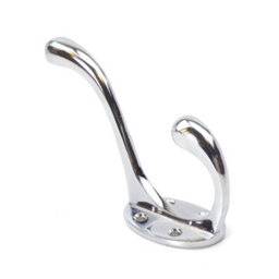 "Chrome On Solid Brass Hat & Coat Hook - 100mm / 4.0"""