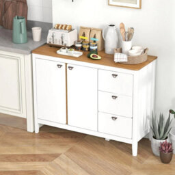 Buffet Cabinet Wooden Kitchen Cupboard W/2 Door And 3 Pull Out Drawers - thumbnail 6