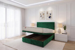 "Knight Sleep Paris Ottoman Bed Emerald Plush 6Ft With Mattress & 24""headboard -Super King" - thumbnail 1