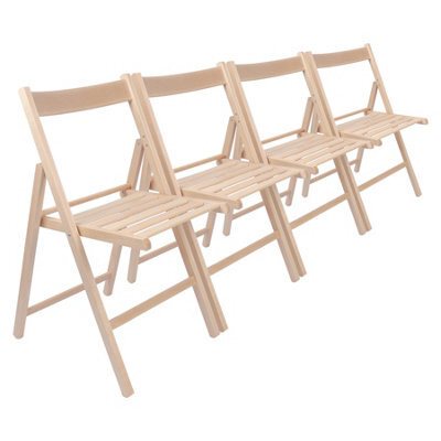 Harbour Housewares 4X Beech Wood Folding Chairs - Wooden Garden Chair Outdoor Seating Deck Seats Foldable Dining Patio Furniture - image 1