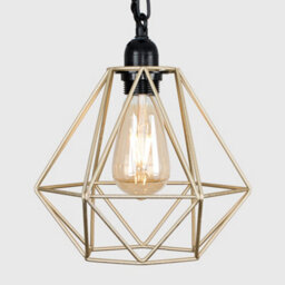 Valuelights Huber Satin Black Wall/ceiling Light Fitting With Gold Metal Cage Shade And 4W Led Bulb In Warm White - thumbnail 3