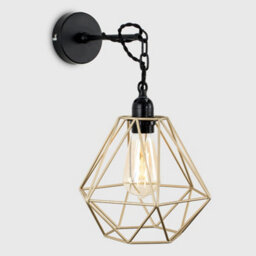 Valuelights Huber Satin Black Wall/ceiling Light Fitting With Gold Metal Cage Shade And 4W Led Bulb In Warm White - thumbnail 7