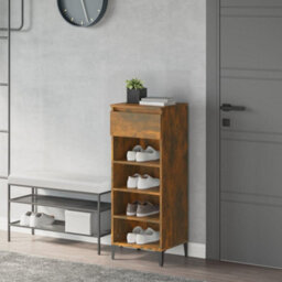 Walplus Shoe Rack Smoked Oak 40X36X105 Cm Engineered Wood - thumbnail 1