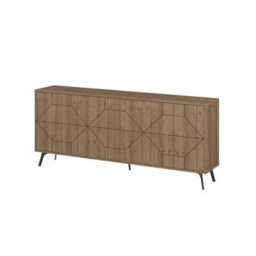 Decortie Dark Oak 6 Door Sideboard Dune Geometric With Metal Legs 181Cm - thumbnail 2