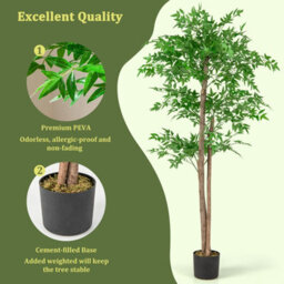 Costway 160 Cm Artificial Bamboo Tree Fake Faux Bamboo Potted Plant Natural Wood Trunk - thumbnail 8