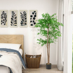 Costway 160 Cm Artificial Bamboo Tree Fake Faux Bamboo Potted Plant Natural Wood Trunk - thumbnail 4