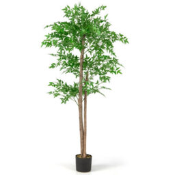 Costway 160 Cm Artificial Bamboo Tree Fake Faux Bamboo Potted Plant Natural Wood Trunk