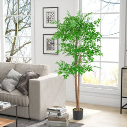 Costway 160 Cm Artificial Bamboo Tree Fake Faux Bamboo Potted Plant Natural Wood Trunk - thumbnail 5