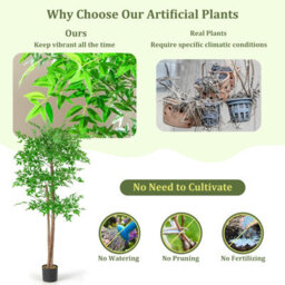 Costway 160 Cm Artificial Bamboo Tree Fake Faux Bamboo Potted Plant Natural Wood Trunk - thumbnail 6