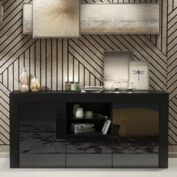 Sideboard Aurora 145Cm - Black With Gloss Doors - thumbnail 5