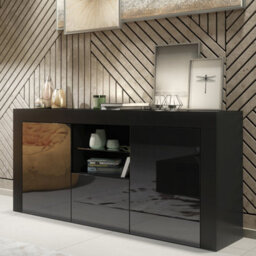 Sideboard Aurora 145Cm - Black With Gloss Doors - thumbnail 1