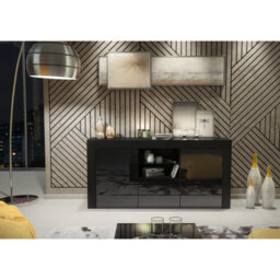 Sideboard Aurora 145Cm - Black With Gloss Doors - thumbnail 6