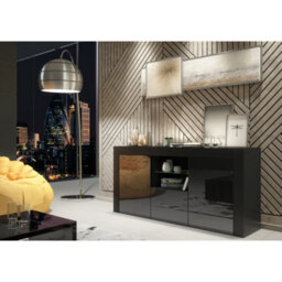 Sideboard Aurora 145Cm - Black With Gloss Doors - thumbnail 2