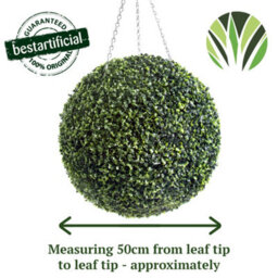Pair Of Best Artificial 50Cm Green Boxwood Buxus Grass Hanging Basket Topiary Ball - Suitable For Outdoor Use - thumbnail 4