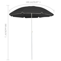 Garden Parasol With Steel Pole Sunshade Outdoor Umbrella Anthracite - thumbnail 2
