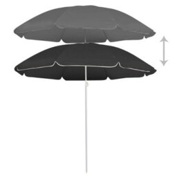 Garden Parasol With Steel Pole Sunshade Outdoor Umbrella Anthracite - thumbnail 6