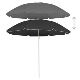 Garden Parasol With Steel Pole Sunshade Outdoor Umbrella Anthracite - thumbnail 4