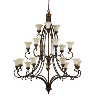 Elstead Drawing Room 18 Light Multi Arm Chandelier Walnut Finish, E27