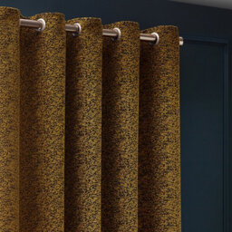 Paoletti Galaxy Chenille Room Darkening Eyelet Curtain Pair, Gold, (W) 168 X (D) 183Cm - thumbnail 2