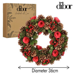 Dibor Traditional Red Berries And Roses Front Door Autumn Wreath Winter Spring Wreath 35Cm - thumbnail 5