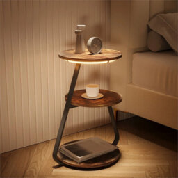 3 Tier Bedside Table With Led Light Sofa Side - thumbnail 1