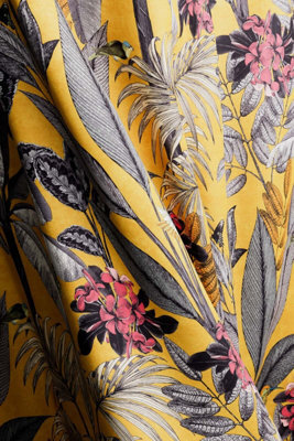 Bricoflor Blackout Curtain With Concealed Loops - Yellow - 2,45 X 1,40 M - Patterned - image 1