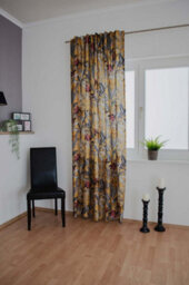 Bricoflor Blackout Curtain With Concealed Loops  - Yellow - 2,45 X 1,40 M - Patterned - thumbnail 3