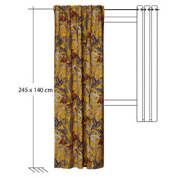 Bricoflor Blackout Curtain With Concealed Loops  - Yellow - 2,45 X 1,40 M - Patterned - thumbnail 5