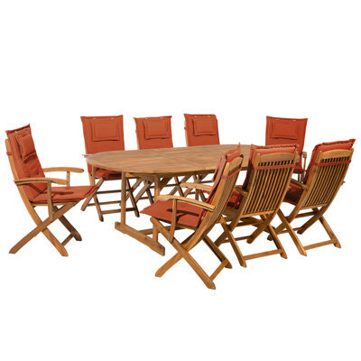Beliani Maui 8 Seater Garden Dining Set Dark Red Acacia Wood With Cushions - image 1