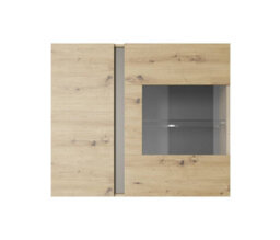 Arte Arco Contemporary Hanging Display Cabinet 1 Hinged Door 1 Shelf Oak Artisan Effect & Graphite (H)830mm (W)970mm (D)400mm - thumbnail 3
