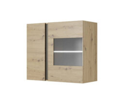 Arte Arco Contemporary Hanging Display Cabinet 1 Hinged Door 1 Shelf Oak Artisan Effect & Graphite (H)830mm (W)970mm (D)400mm - thumbnail 1