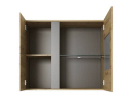 Arte Arco Contemporary Hanging Display Cabinet 1 Hinged Door 1 Shelf Oak Artisan Effect & Graphite (H)830mm (W)970mm (D)400mm - thumbnail 2