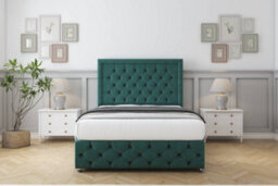 "Sloomy Vienna Emerald Plush Divan Bed No Drawers-54"" Floor Standing Headboard & 12"" Footboard 6' Super King" - thumbnail 2