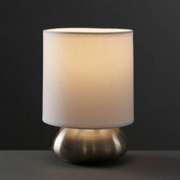 Valuelights Pair Of Modern Brushed Chrome Bedside Touch Table Lamps With White Shades - thumbnail 2