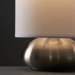 Valuelights Pair Of Modern Brushed Chrome Bedside Touch Table Lamps With White Shades - thumbnail 3