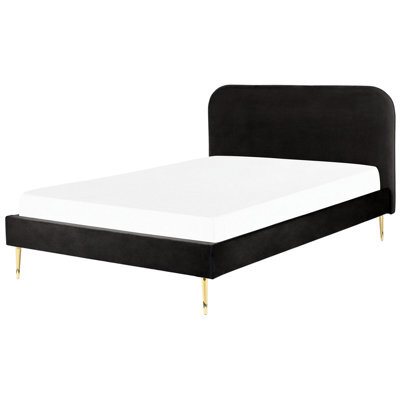 Beliani Bed Velvet Flayat 160 X 200 Cm (Eu King Size) Black - image 1