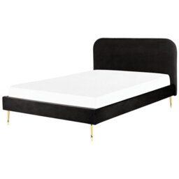 Beliani Bed Velvet Flayat 160 X 200 Cm (Eu King Size) Black - thumbnail 1