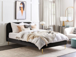 Beliani Bed Velvet Flayat 160 X 200 Cm (Eu King Size) Black - thumbnail 2