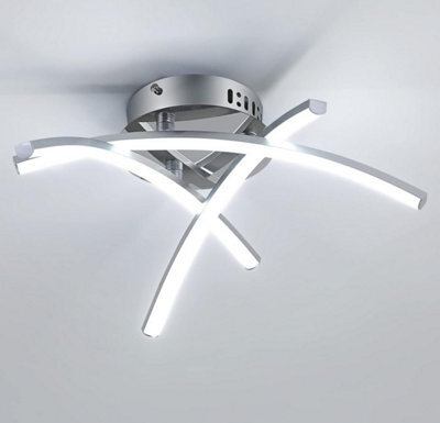 Modern Led Ceiling Light 19W Curved Design Cool Light Silver Semi Flush - image 1