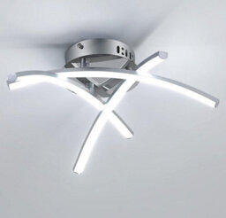 Modern Led Ceiling Light 19W Curved Design Cool Light Silver Semi Flush
