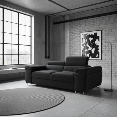 Torezio Sofa 2 Living Room Sofa With Adjustable Headrests Chipboard Frame Polyurethane Foam 198Cm 102Cm 70Cm Black - image 1