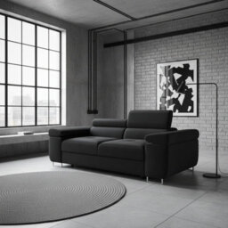 Torezio Sofa 2 Living Room Sofa With Adjustable Headrests Chipboard Frame Polyurethane Foam 198Cm 102Cm 70Cm Black - thumbnail 1