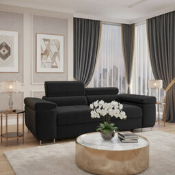 Torezio Sofa 2 Living Room Sofa With Adjustable Headrests Chipboard Frame Polyurethane Foam 198Cm 102Cm 70Cm Black - thumbnail 2