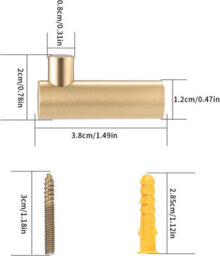4 Pack Brass Wall Hooks For Hanging Scarves, Hats And Caps With Screws (Gold, Plated Brass Hooks) - thumbnail 2