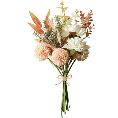 Artificial Flowers, Faux Silk Plants, Hydrangea Flower Bouquet For Home, Wedding Arrangements, Floral Centerpiece (Champagne) - image 1