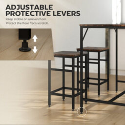 Wyld Haus Vimose Noro Rustic Brown 5-Piece Breakfast Bar Table And Stool Set - Industrial Matt Finish - thumbnail 6
